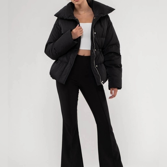 #9184🛑M, L Brand New! Elastic Waist Zip-Up Puffer Jacket - Picture 6 of 10